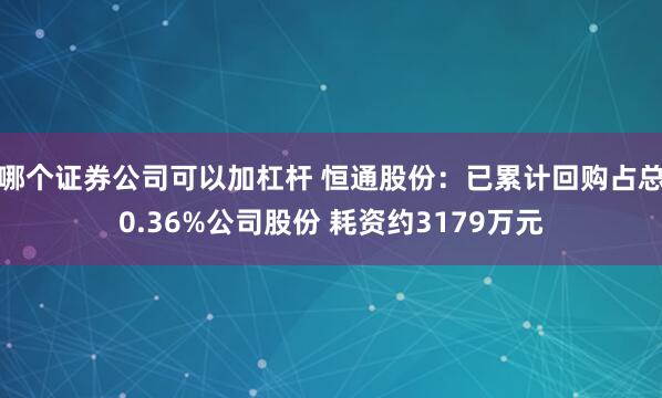哪个证券公司可以加杠杆 恒通股份：已累计回购占总0.36%公司股份 耗资约3179万元